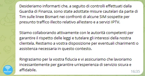 SIM disattivate improvvisamente: Bismart afferma che è colpa di TIM e fa riferimento a un'inchiesta della GdF, presentato esposto all’Agcom